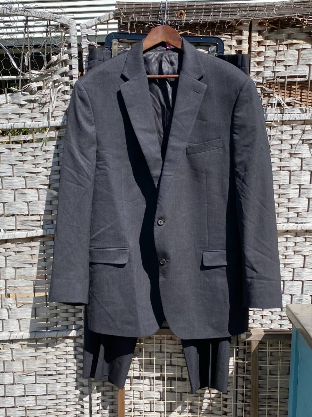 RALPH LAUREN LRL (2) Two Piece Suit 100% WOOL Men's Dark Gray Grey 46L